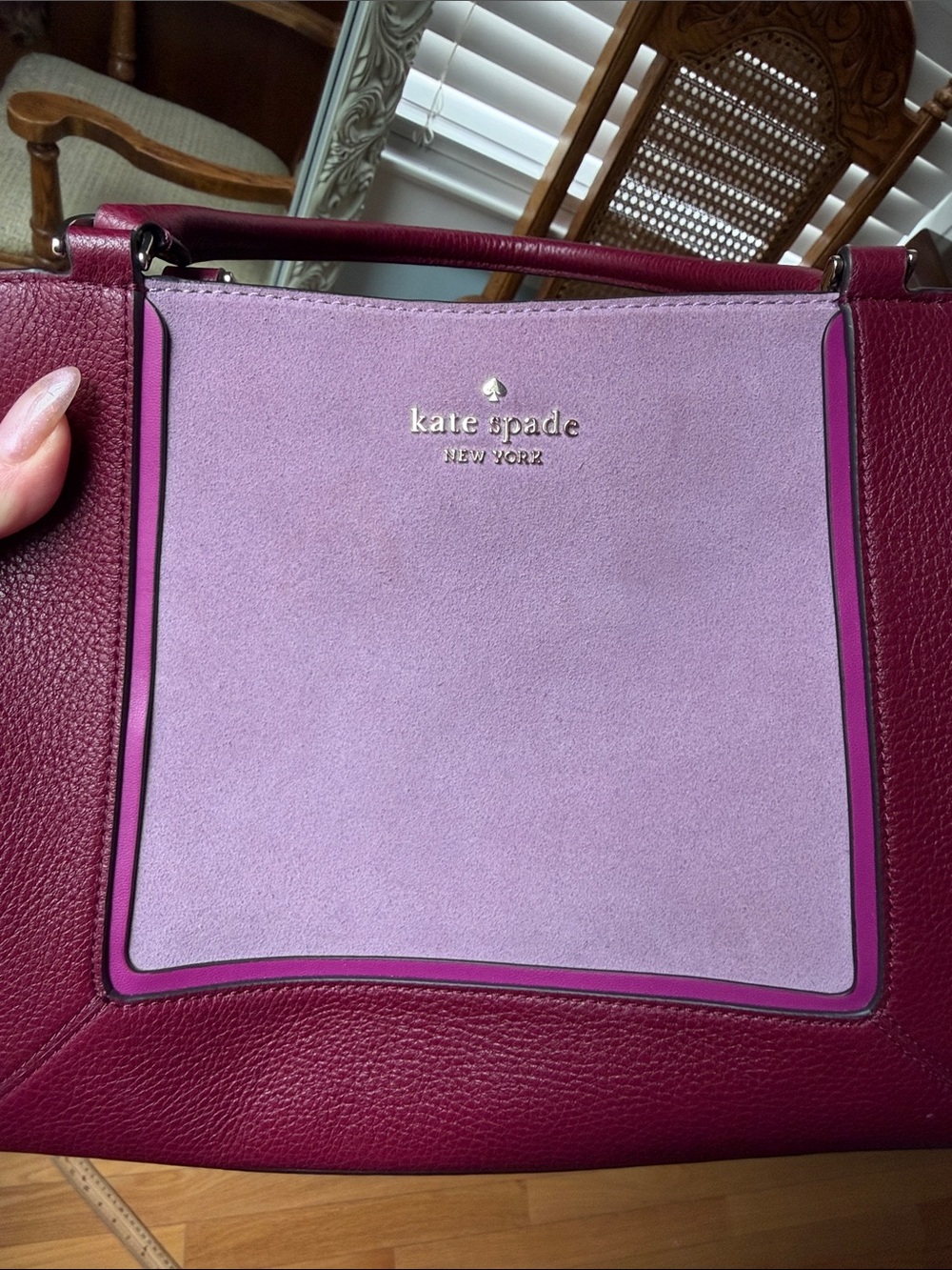Kate Spade Two-Tone Berry and Lavender Leather and suede Satchel - Picture 5 of 10